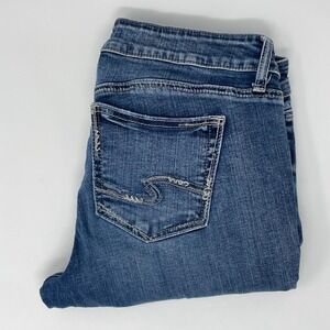 Silver Jeans Co Mid Rise Skinny Jeans Medium Wash Blue Denim S-Scroll Pockets